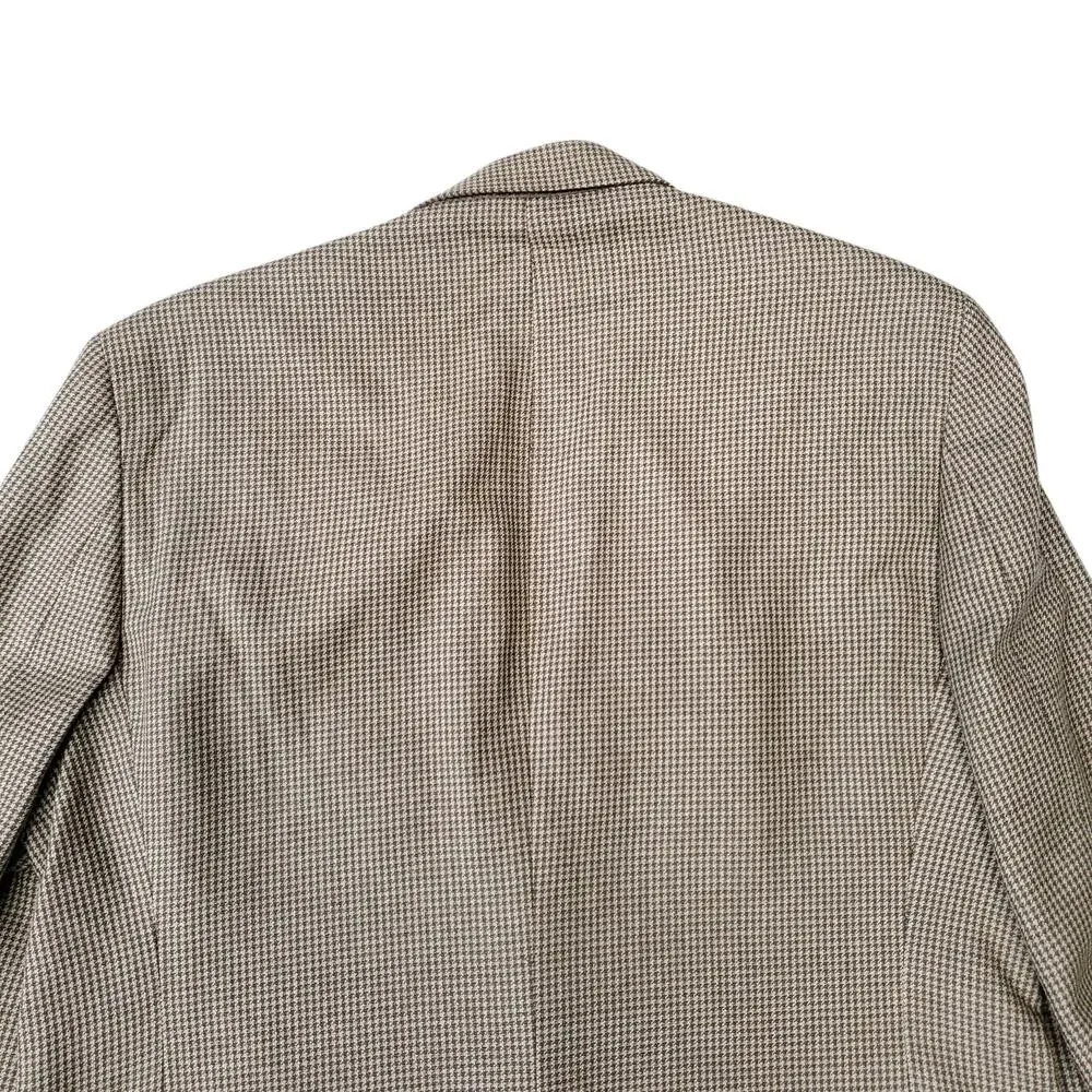 Brooks Brothers Preppy Wool Silk Green Houndstooth Blazer Jacket Sport Coat 43R
